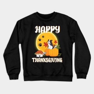 Boder Collie Seeing Turkey Dish Happy Halloween Thanksgiving Merry Christmas Day Crewneck Sweatshirt